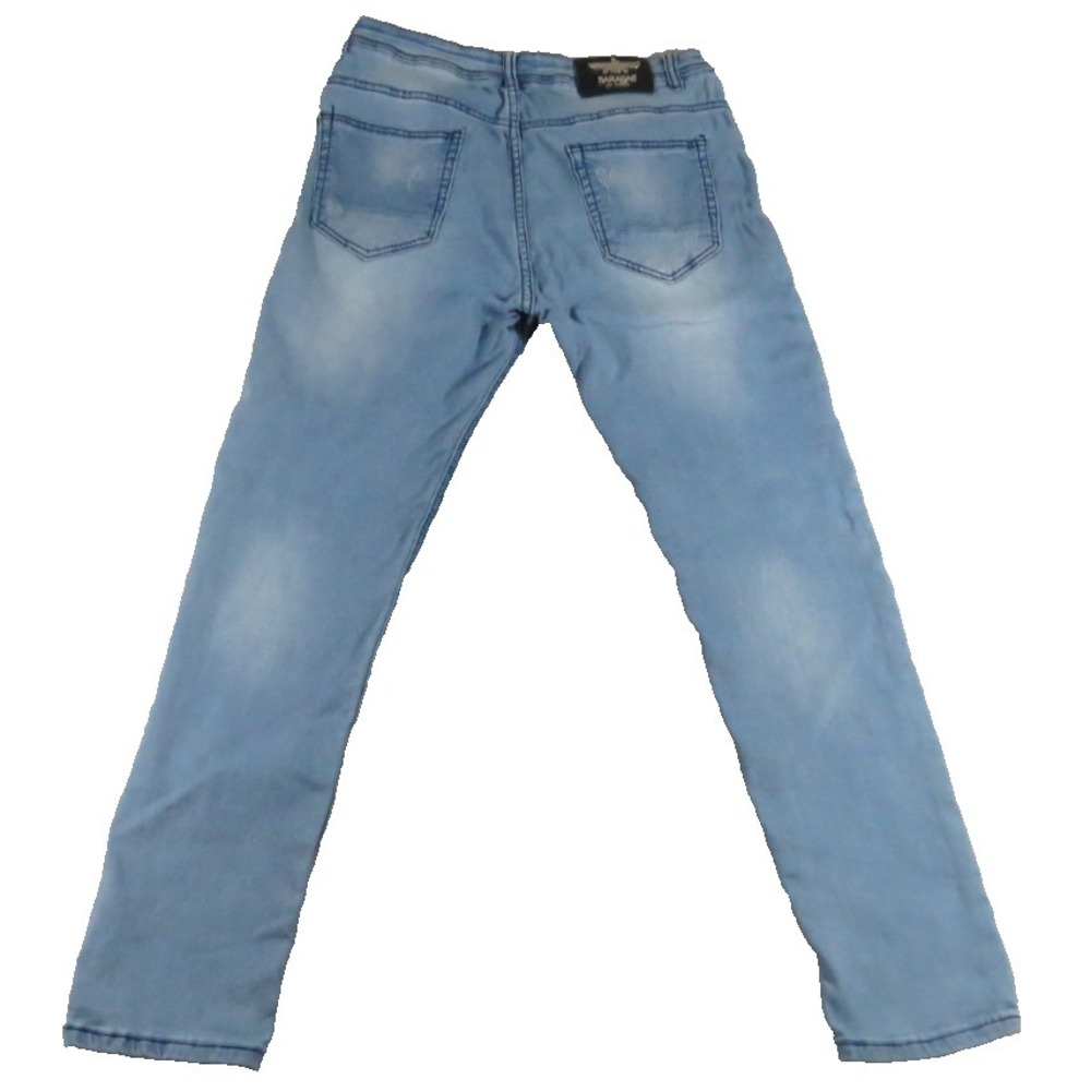 Barabas LA Winged Emblem Slim Fit Stretch Light Wash Denim Jeans 32 Blue Men EUC